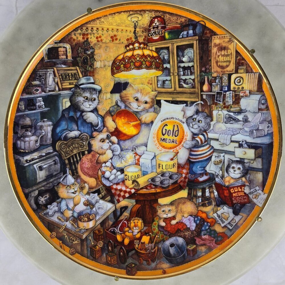 Franklin Mint Official Gold Medal Flour Collector Plate Cats Numbered Vintage